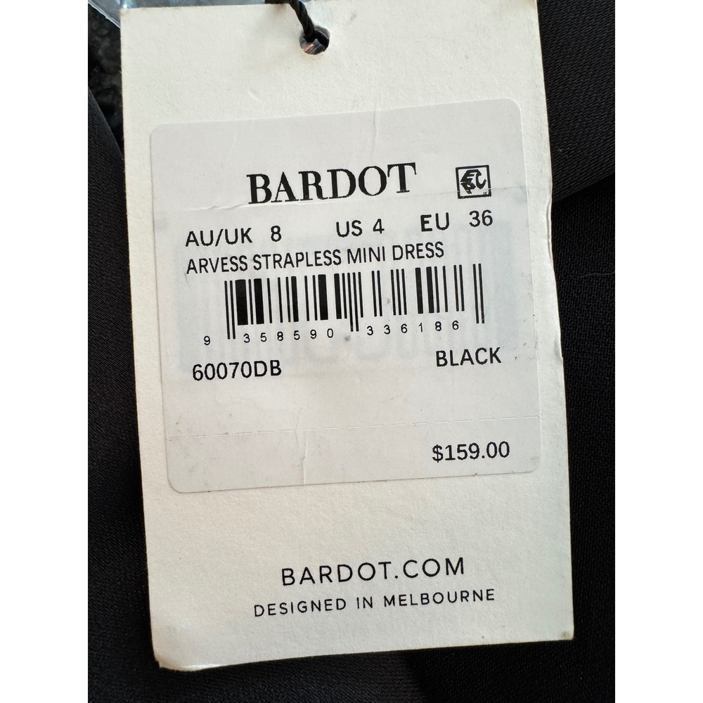 Bardot Arvess Strapless Mini Dress Black Tuxedo Double Breasted Size 4 60070DB - Picture 3 of 8